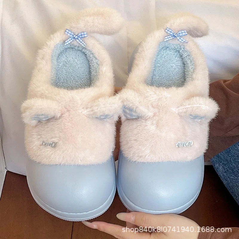 

Women's Cotton Slippers 2025 Autumn Winter Indoor Quiet Couple Home Use Warm Waterproof Non-Slip Fur Cotton Slippers