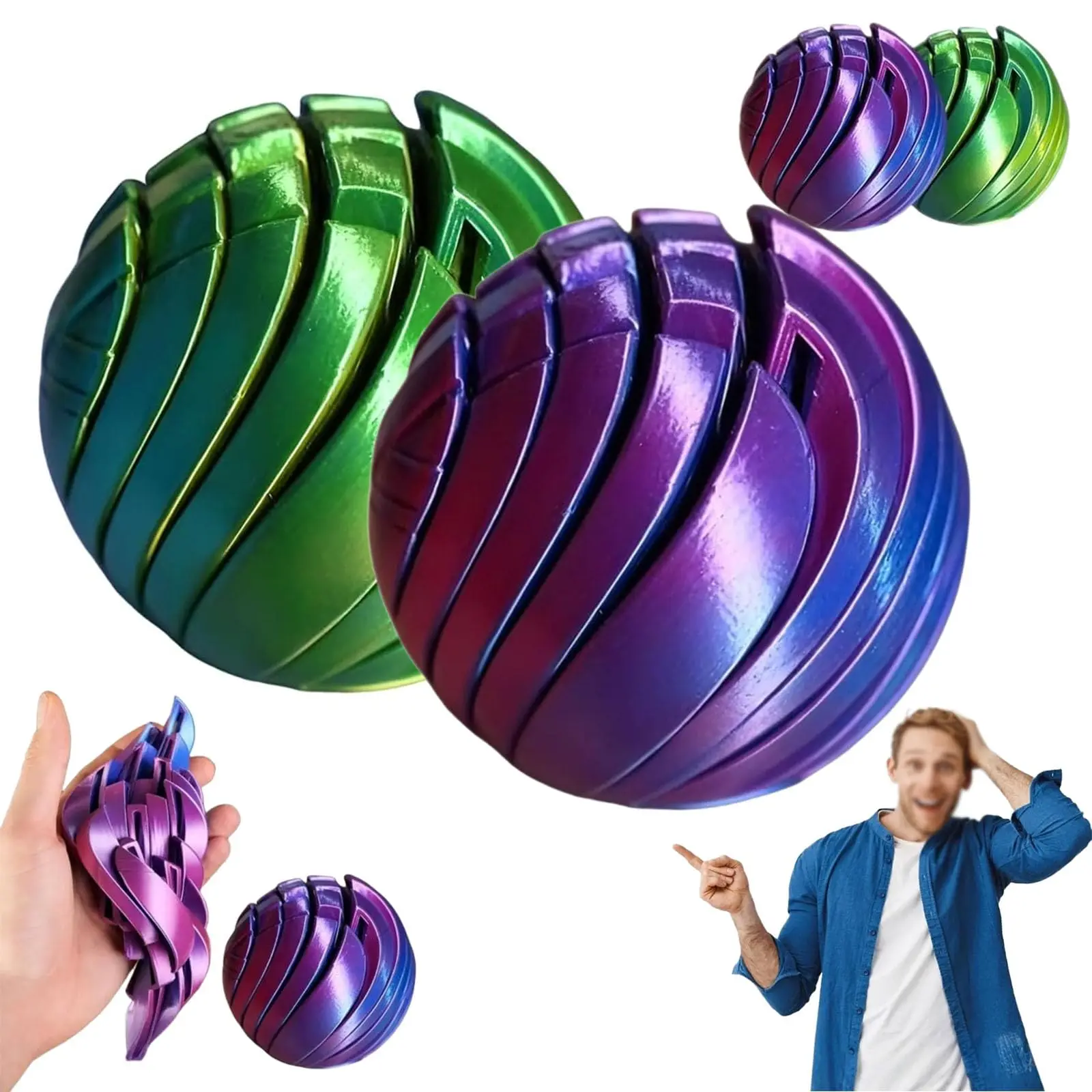 ของเล่นบอลสไลม์ 3 มิติ พิมพ์ด้วยเครื่องพิมพ์สามมิติ บิดงอได้ บรรเทาความเครียด พร้อมเอฟเฟกต์ของของเหลวไหล ช่วยผ่อนคลายความวิตกกังวล