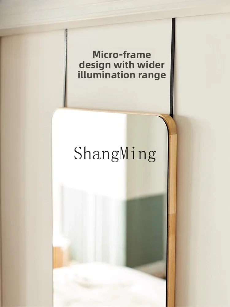 CLSolid Wood Wall-Mounted Home Use Floor Standing Dressing Mirror Wall-Sticking