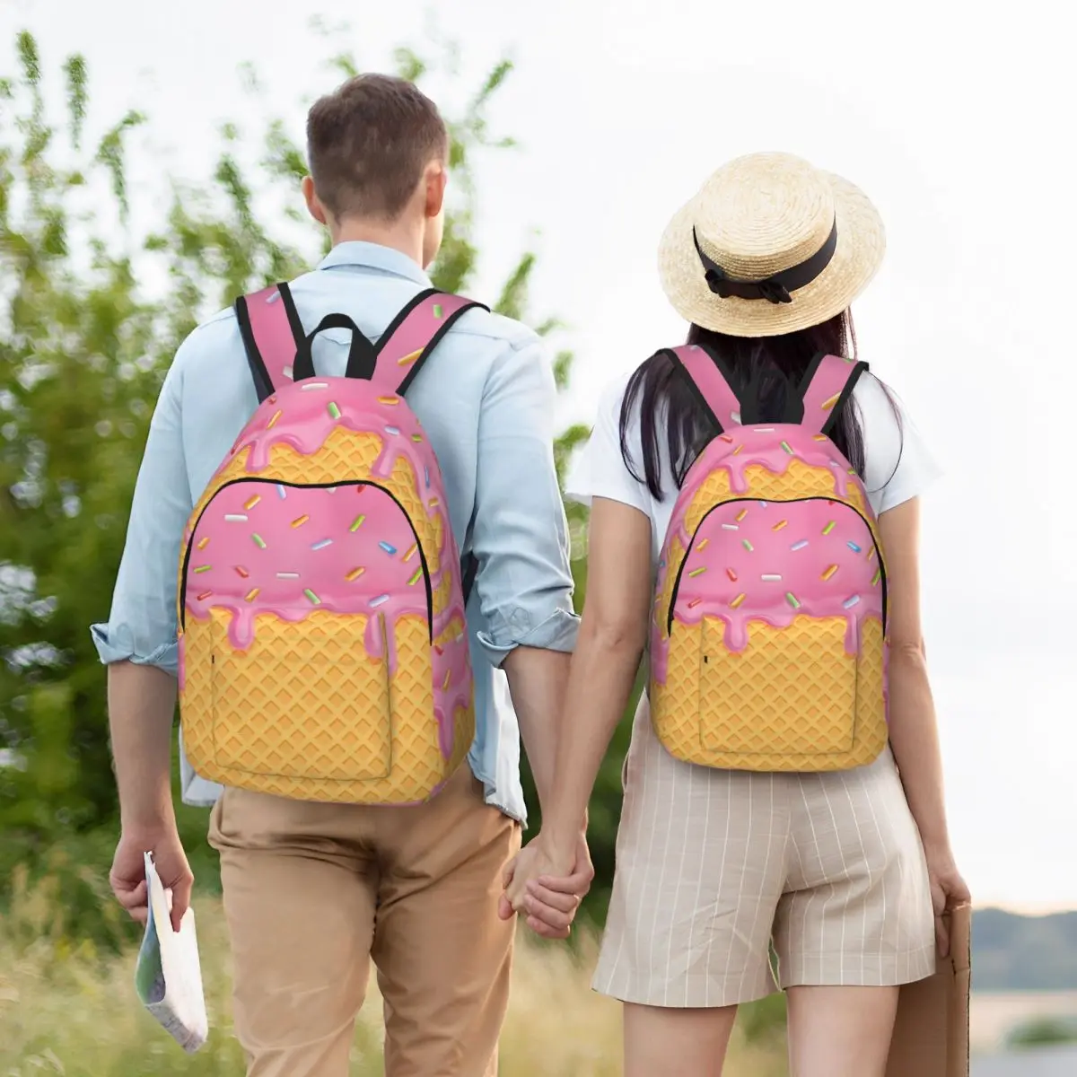 Strawberry Ice Cream Backpack Hot Sale Daypack Large Capacity Kids BookBag School Bag Shoulder Bags for Men Women