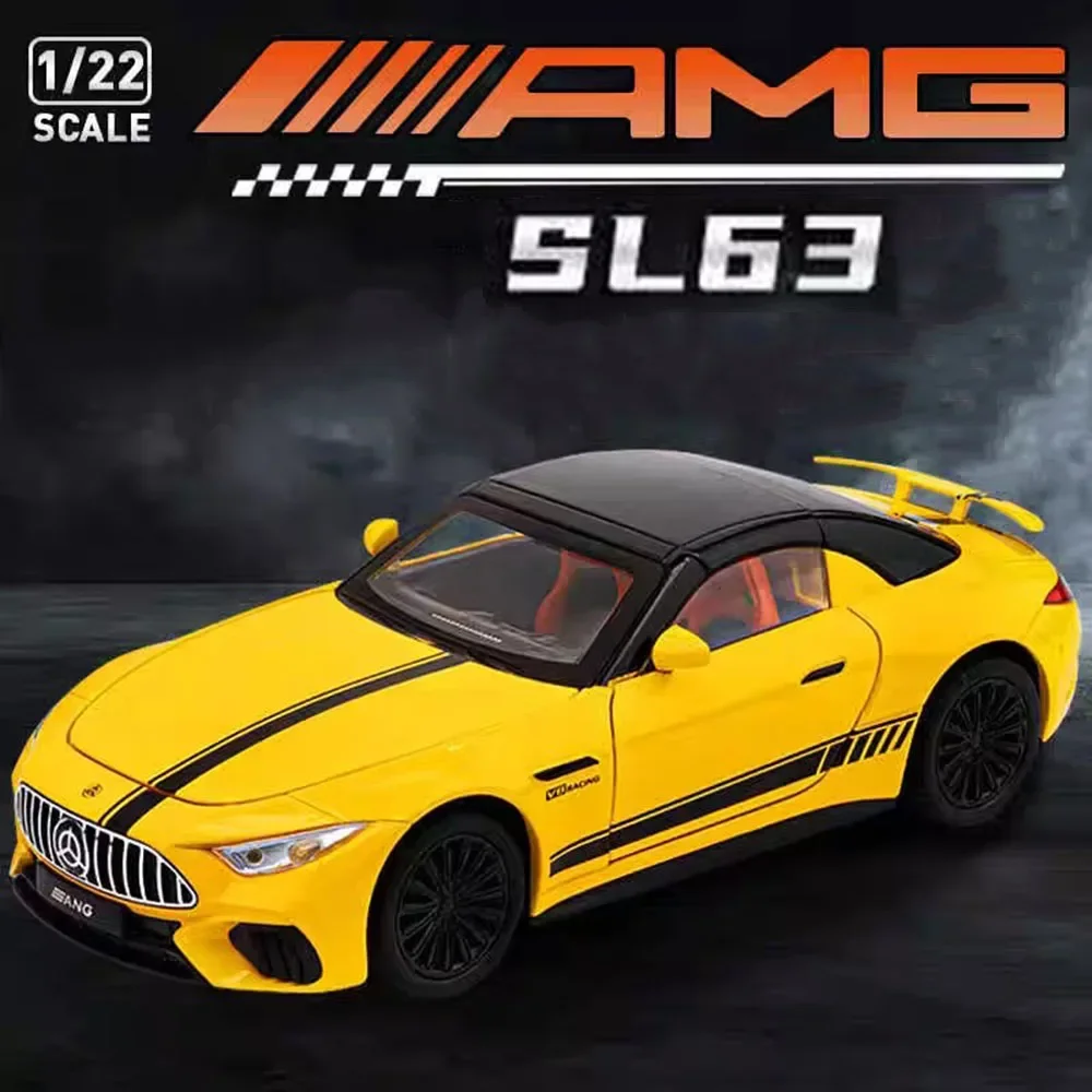 

Масштаб 1:22, модель SL63, игрушки, автомобили из сплава, литой под давлением со световым звуком, резиновые шины для суперкар, 6 дверей, открытый спортивный автомобиль, подарки для детей и взрослых