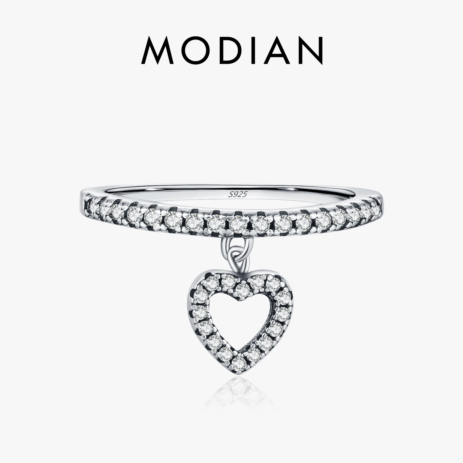 

Очаровательные кольца MODIAN в ретро-стиле с сердцем, кольца на палец из стерлингового серебра 925 пробы с фианитом для женщин, Изящные Ювелирные изделия, аксессуары