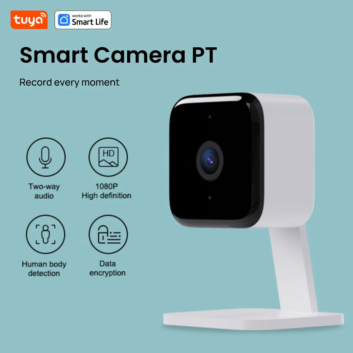 Tuya Smart 1080p Wi-Fi Smart Home Security Camera 2MP, HD,Real-time APP Alerts, 2-Way Audio, with Motion Tracking for Baby & Pet