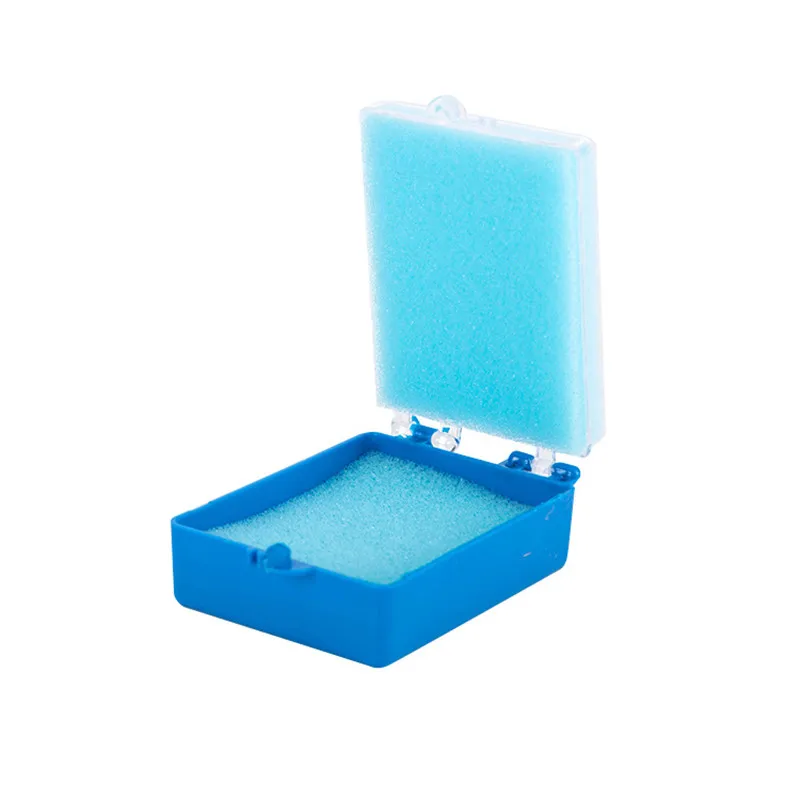 Caja de almacenamiento para dentaduras postizas, caja de plástico para guardar implantes dentales, con esponja, herramientas de limpieza Dental,