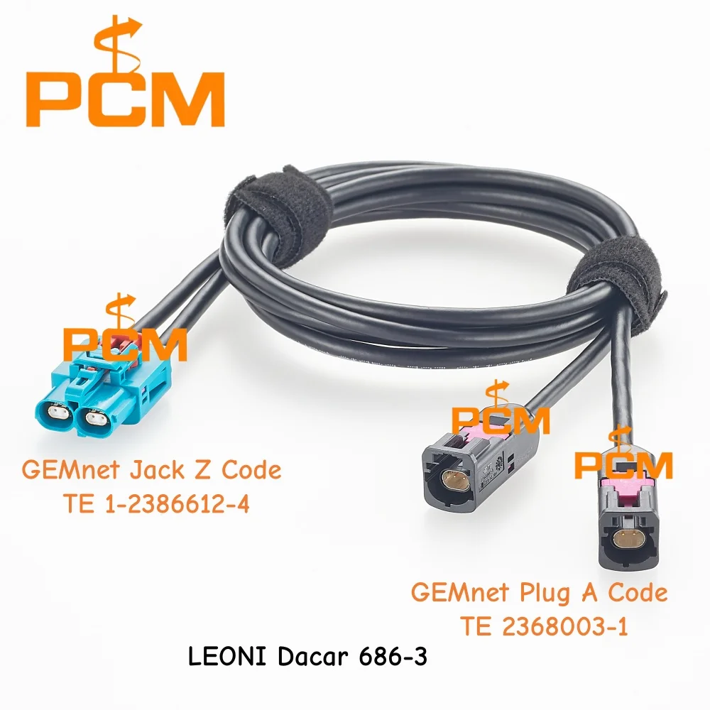 GEMnet Jack Z Code TE 1-2386612-4 to GEMnet Plug A Code TE 2368003-1 Automotive Ethernet Cable for ADAS Camera Vehicle Network