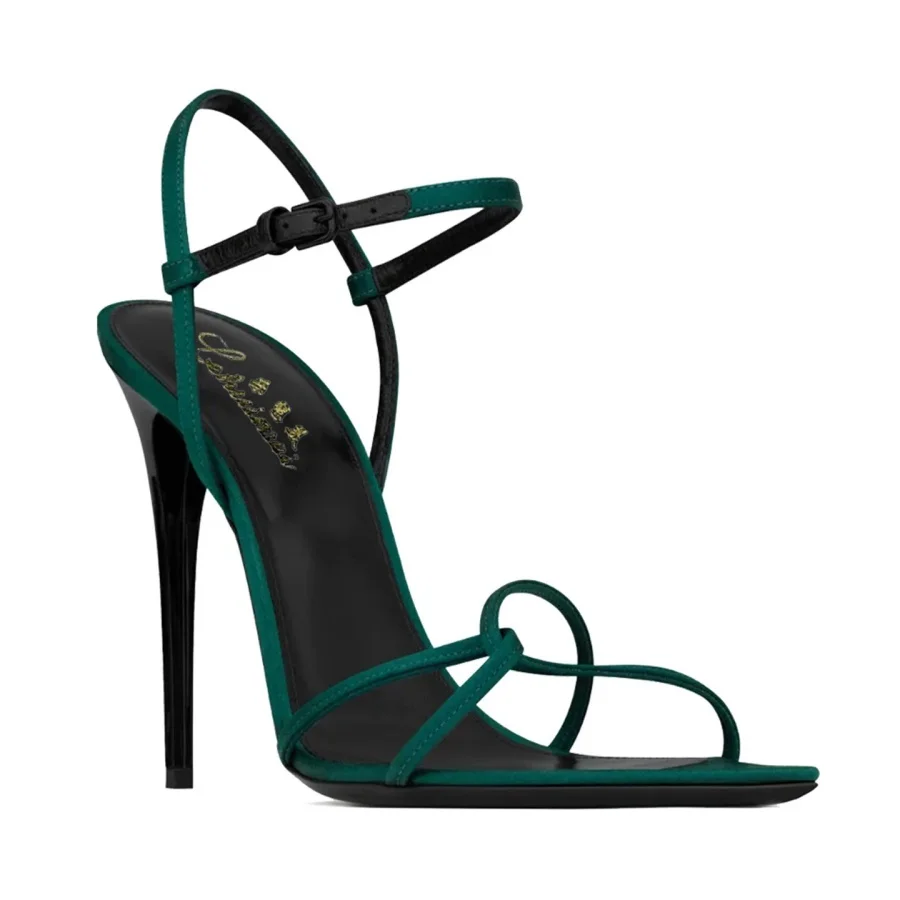 

Women Green Pointy Crisscross Thin Strap Stiletto High Heel Sandals Ankle Buckle Slingback Elegant Summer Dress Shoes