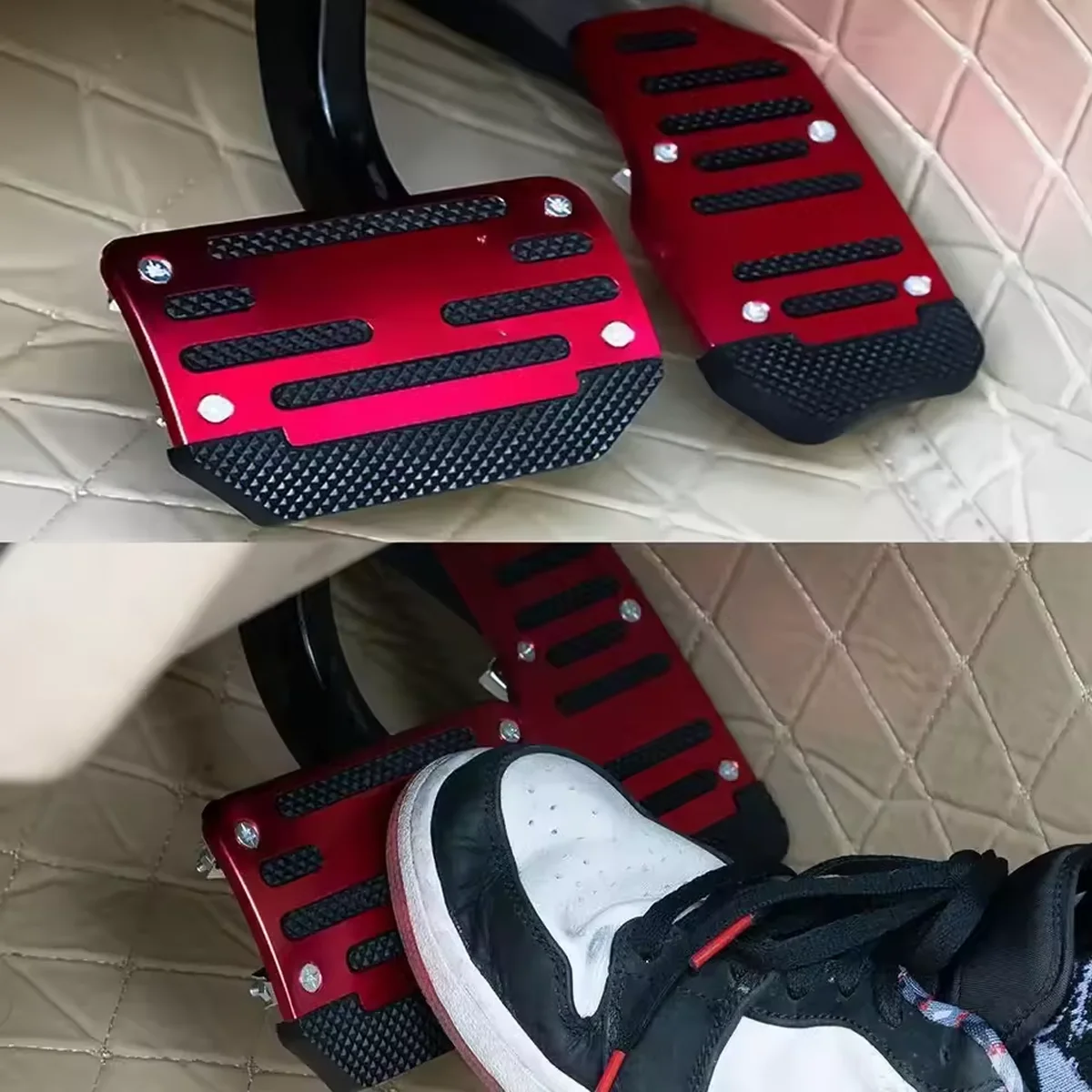 Aluminium-Autopedalabdeckungs-Set für Automatik- und Schaltgetriebe, Gaspedalabdeckungen in Rot, Silber, Blau - Stilvolle Auto-Innenausstattung