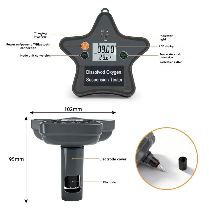 @@AB07 Hot Use Aquaculture Compatible Dissolved Oxygen Meter Oxygen Concentration Testing Device Suspension Tester