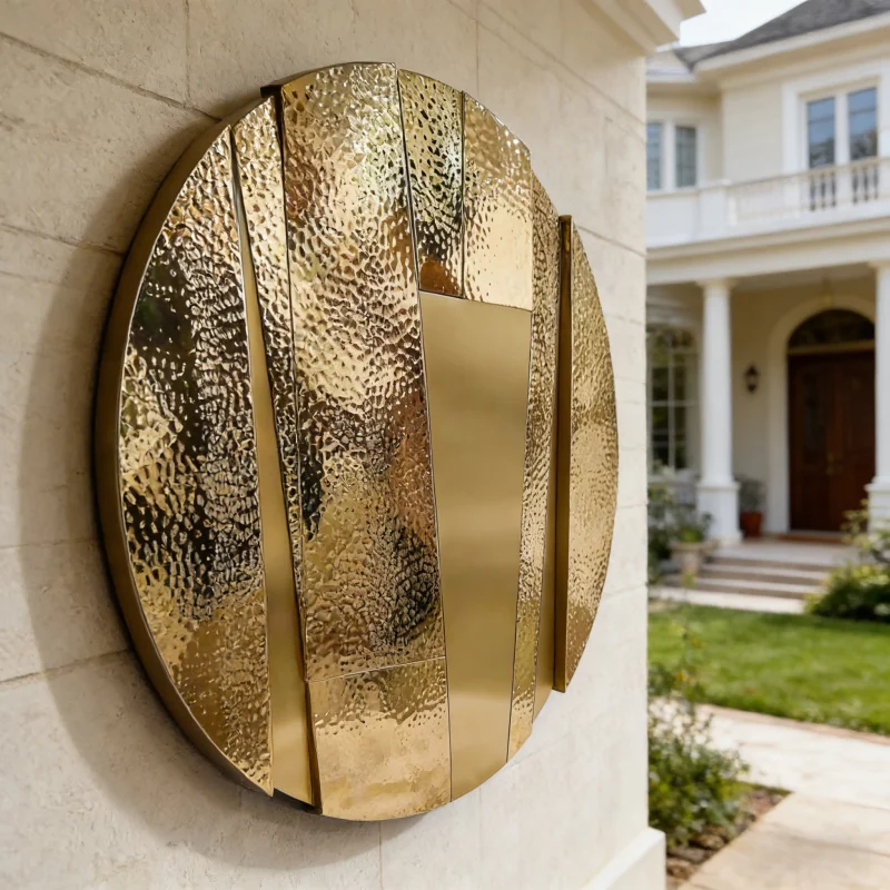 Contemporary Circular Hammered Metal Wall Sculpture – Elegant Accent Piece for Home & Commercial Spaces