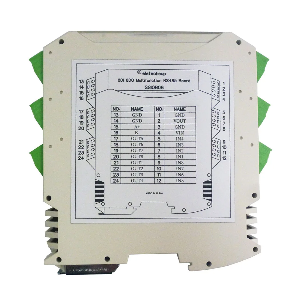 

Ultra-thin Safety Barrier RS485 IO Module 8DI-8DO RS485 Digital NPN Input Output MODBUS RTU for Relay PLC Industrial Equipment