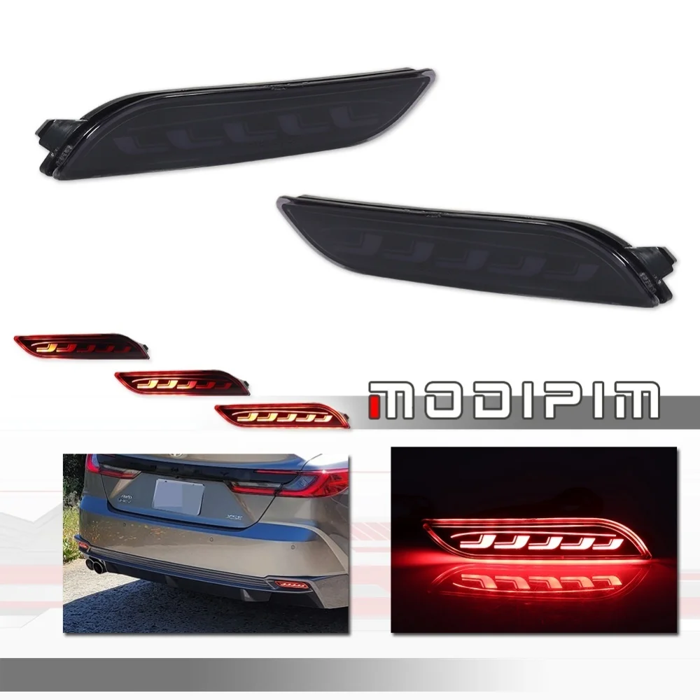 

Red LED Car Rear Bumper Reflector Tail/Brake Lights Rear Fog Lights w/ Sequential Turn Signal Lights For Toyota Camry 2018-2025