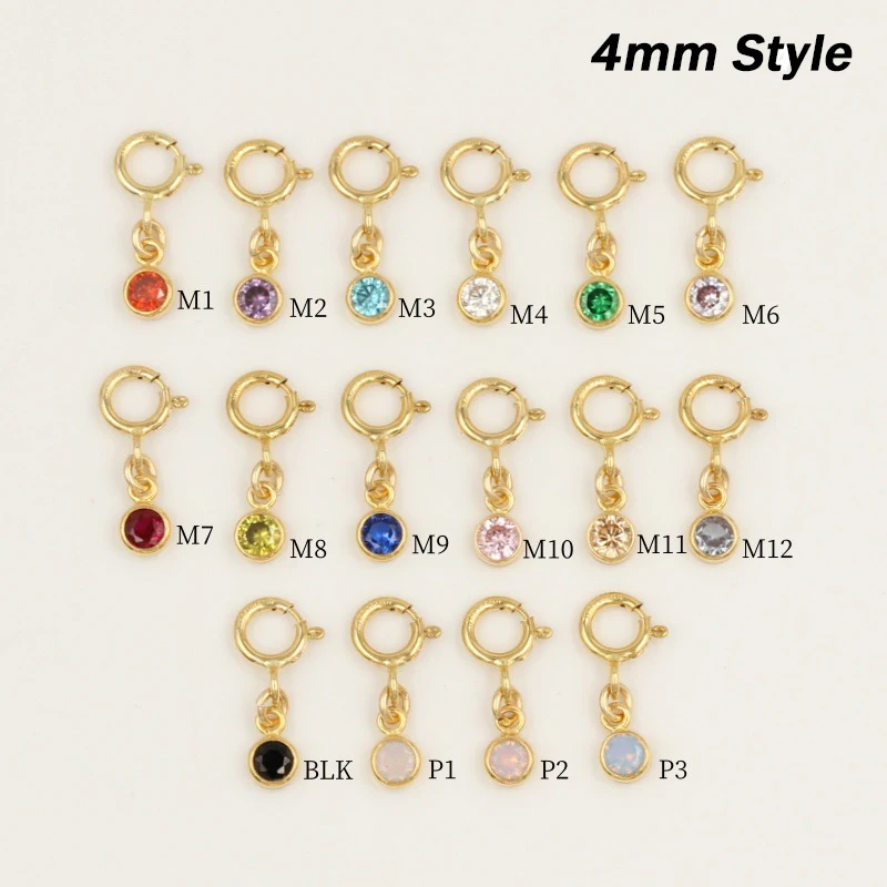 14K Gold Filled Spring Ring Clasps With Birth Stone CZ Pendant Wholesale Supplies for Bracelets Necklace Making Jewelry Findings view 6