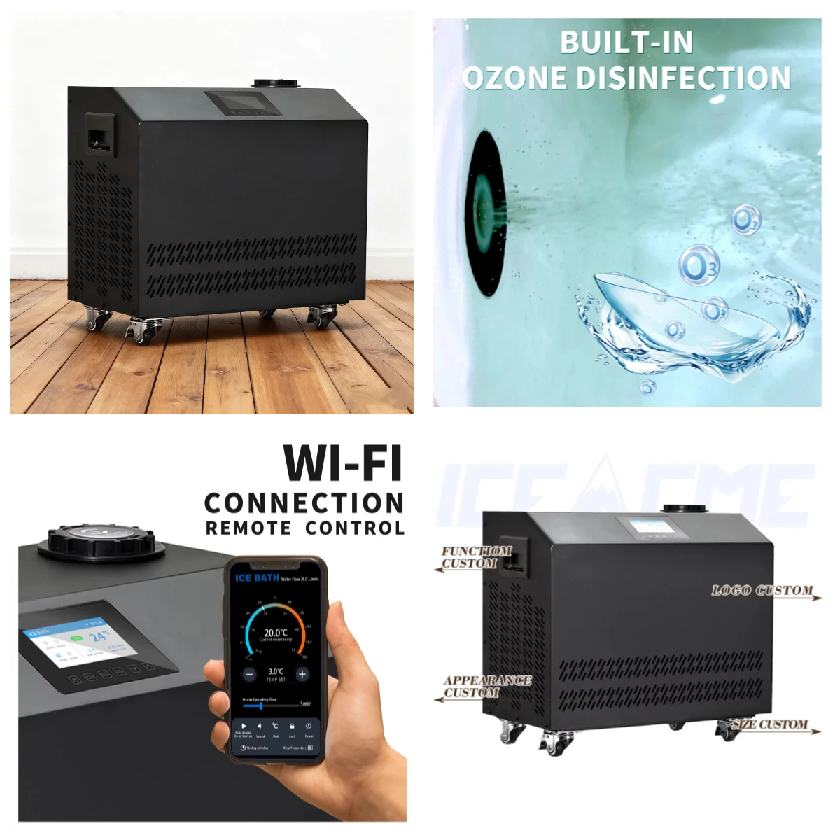 

1HP Ozone Cold Chiller for Ice Bath 220V Water-Cooled with Compressor & Pump