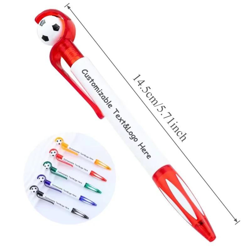 2/8/10 PCS Custom Soccer Ball Design Retractable Ballpoint Pens Black Ink Durable Plastic Ideal for Students And Meetings