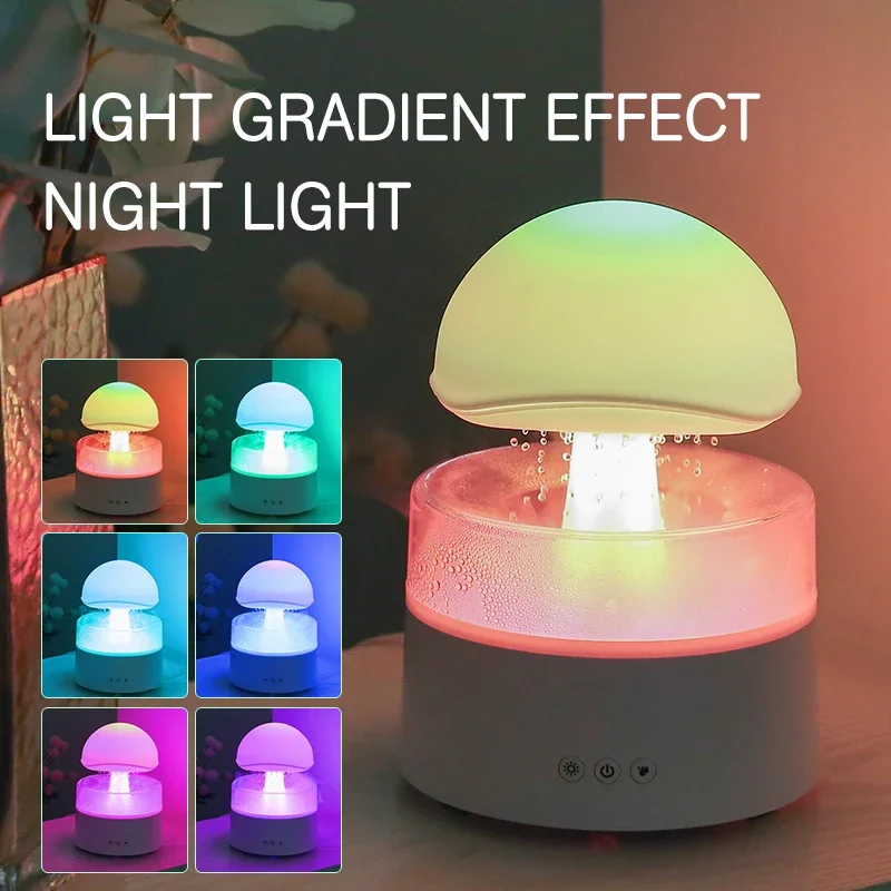 FirmHome Store500 Ml Rain Cloud Electric Air Humidifier Raindrop Aroma Diffuser Rain Water Drops Colorful Night Light Humidifier