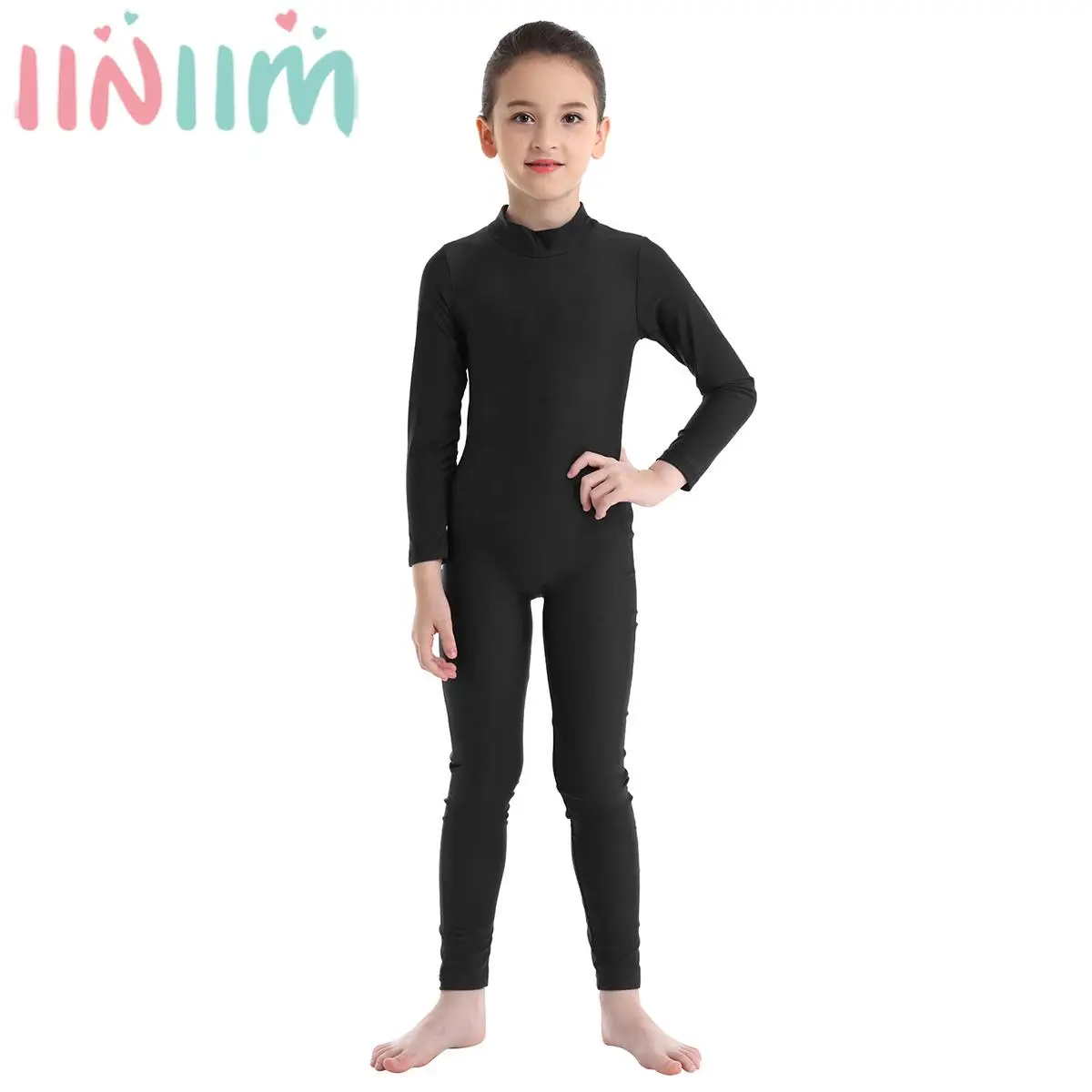 Leotardo de calentamiento de gimnasia para danza de Ballet para chicas adolescentes, mono de manga larga con cremallera, patinaje, acrobacias, disfraz de clase de baile de Yoga