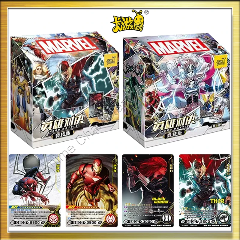 KAYOU Original Marvel Card Avengers Hero Competitive Version Spider-Man Iron Man Collectible Flash Card Table Toy For Kids Gifts