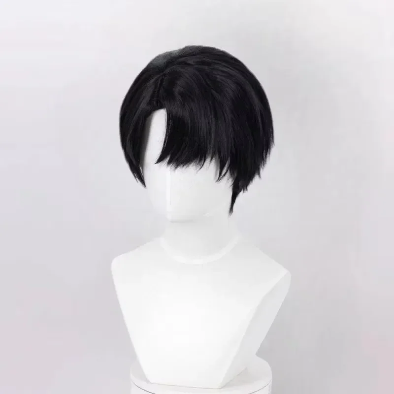 الغريبة المرحلة أنيمي إيفان تأثيري الأسود الحزن تأثيري شعر مستعار أسود قصير أسود اللون كوس الباروكات مقاومة للحرارة خصلات الشعر المستعار