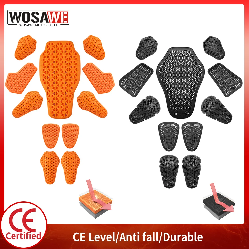 WOSAWE CE Approved Motorcycle Back Protector Universal Motocross Racing Knee Pads Rider Jacket Jeans Insert Soft Armor Equipment