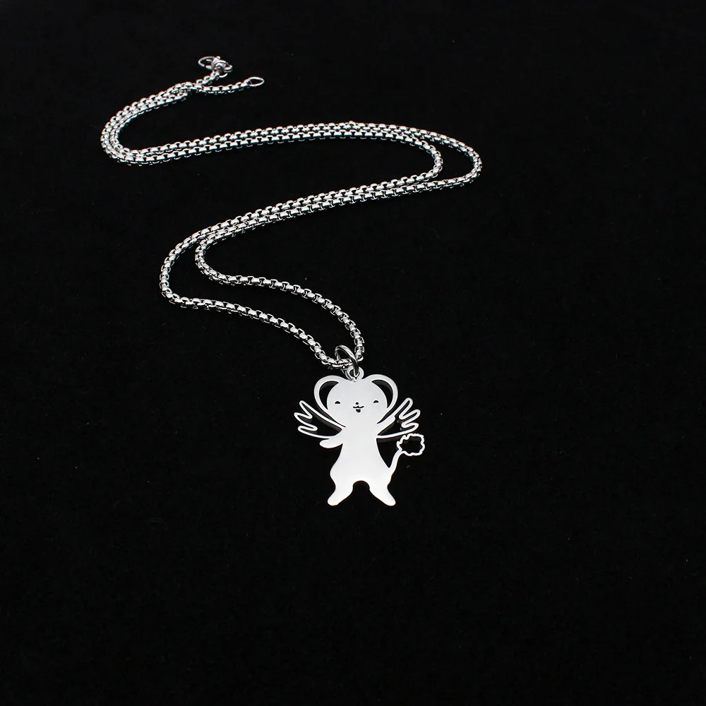 Japan Anime Card Captor Necklace CERBERUS Pendant Stainless Steel Necklaces For Women Cute Fashion Couples Party Jewelry Gift