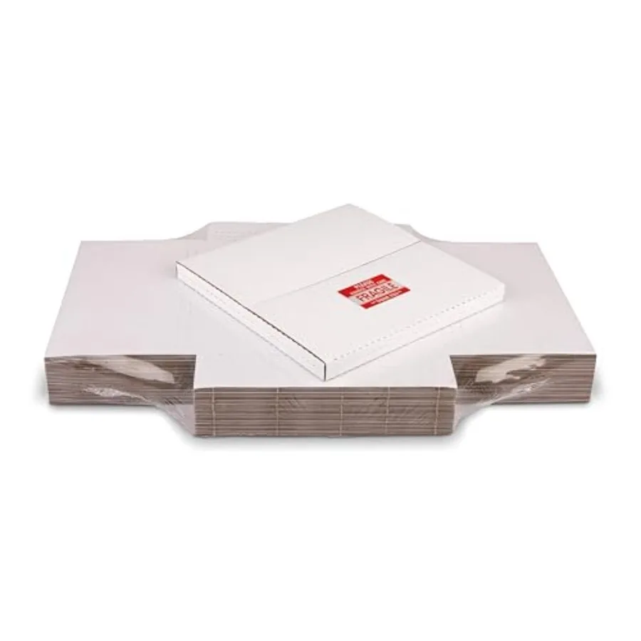 

White Vinyl Record Mailers 12.8x12.8x1 inch LP Mailing Corrugated Cardboard Boxes, Easy Fold, Multi Depth Album Shipping Boxes