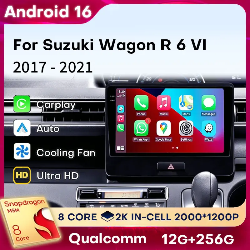 Android 16 Carplay For Suzuki Wagon R 6 VI 2017 - 2021 WIFI 2din Car Radio Stereo Auto BT Player GPS Multimedia 4G LTE Head Unit