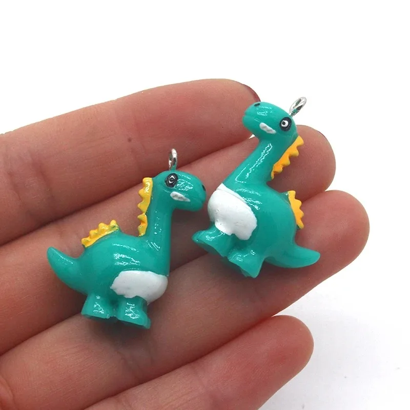 10Pcs 3D Cute Little Dinosaur Charms Cartoon Animal Resin Pendant For Making Diy Earrings Keychain Handmade Accessories Supplies