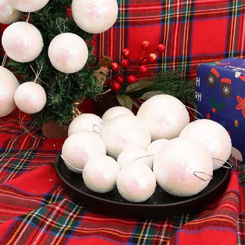 Christmas Foam Balls Xmas Tree Hanging Pendant Snowball Fake Snowballs Ornaments Wedding Holiday Party Decoration 4/5/6/7cm - Image 3