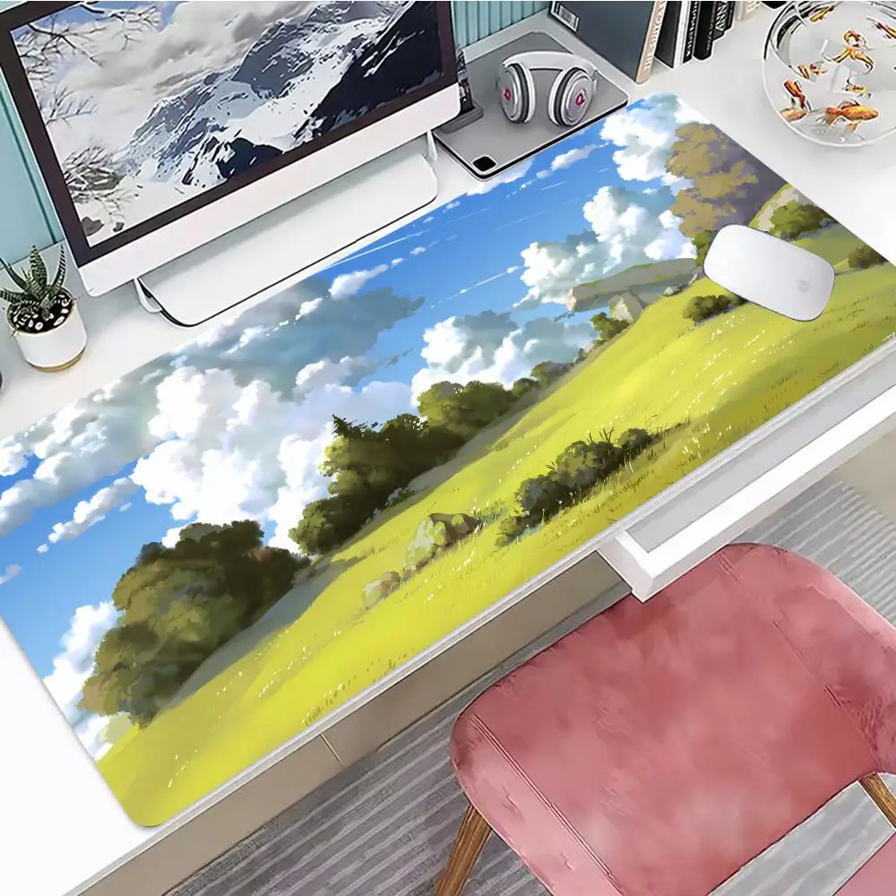 

Color Landscape Painting Mouse Pad Desk Mouse Pad Cute HD Desk Pad Extended Gaming Keyboard Mats Large XXL Gamer Mousepad 90x40