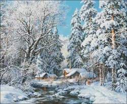 Winter Snow Forest Scenery 16CT 14CT Unprinted Top Quality Cross Stitch Kits Embroidery Art DIY Handmade Needlework Home Decor