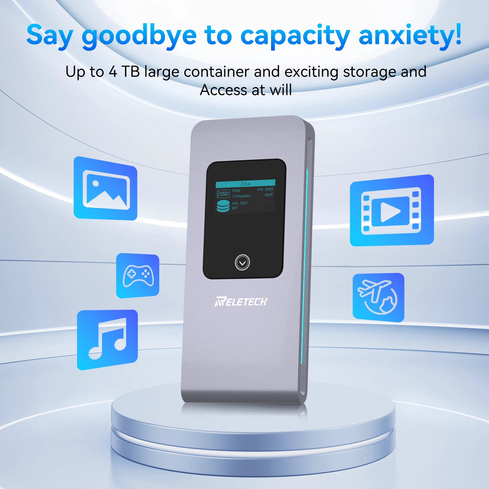 Reletech M2 NVMe SSD Enclosure 10Gbps PCIe  USB Type C 3.2 Gen 2 Portable External Enclosure SSD Box