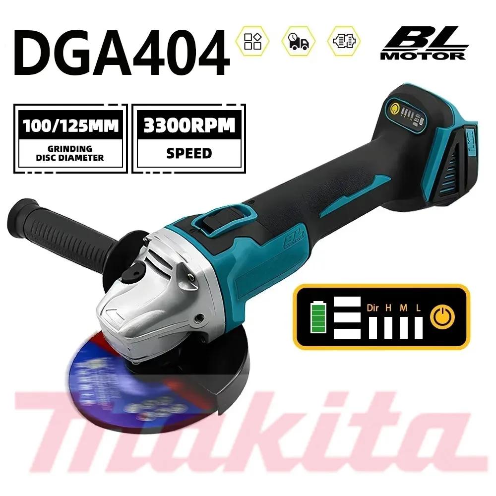 125-mm-Akku-Winkelschleifer, bürstenlos, wiederaufladbar, elektrisch, Schleifmaschine, DIY-Holzbearbeitungswerkzeug, passend für Makita 18-V-Akku