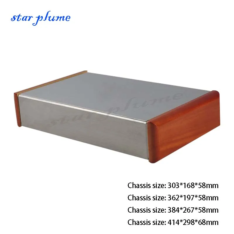 

StarPlume Aluminum Chassis Power Amplifier Box Wooden Side Panel Box Mini Chassis EL34/300B/KT88 Tube Amplifier Audio DIY House