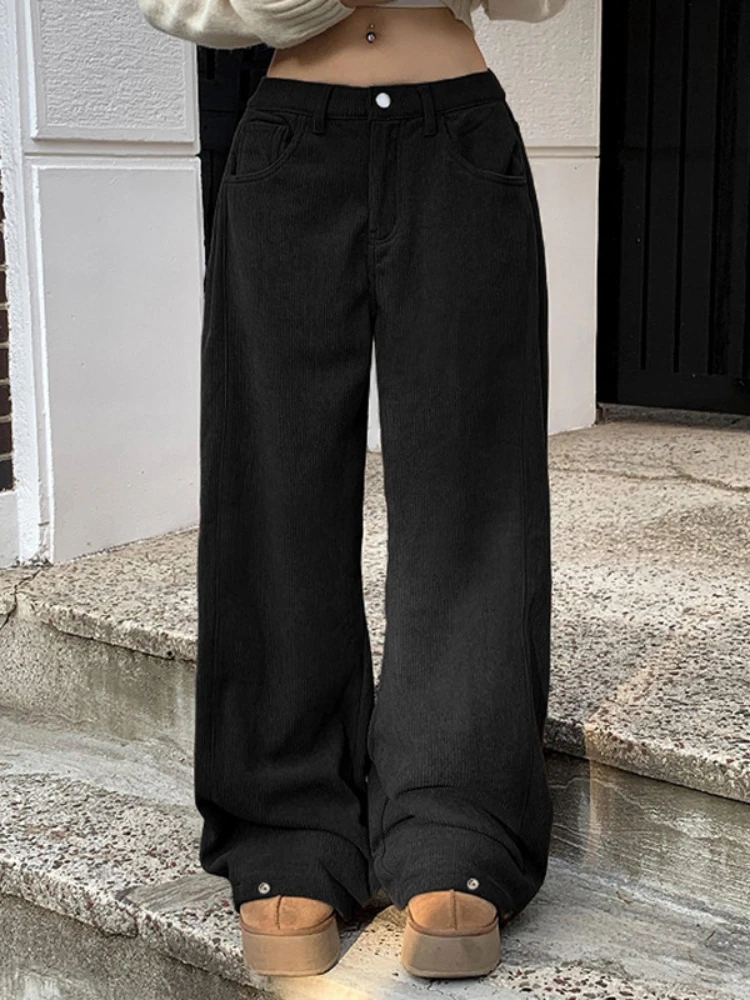 Pantalon baggy en velours côtelé U pour femme, salle de bain, salle de bain, salle de bain, salle de bain, salle de bain, salle de bain, streetwear décontracté, marron, noir, vintage, Y2K, 2024