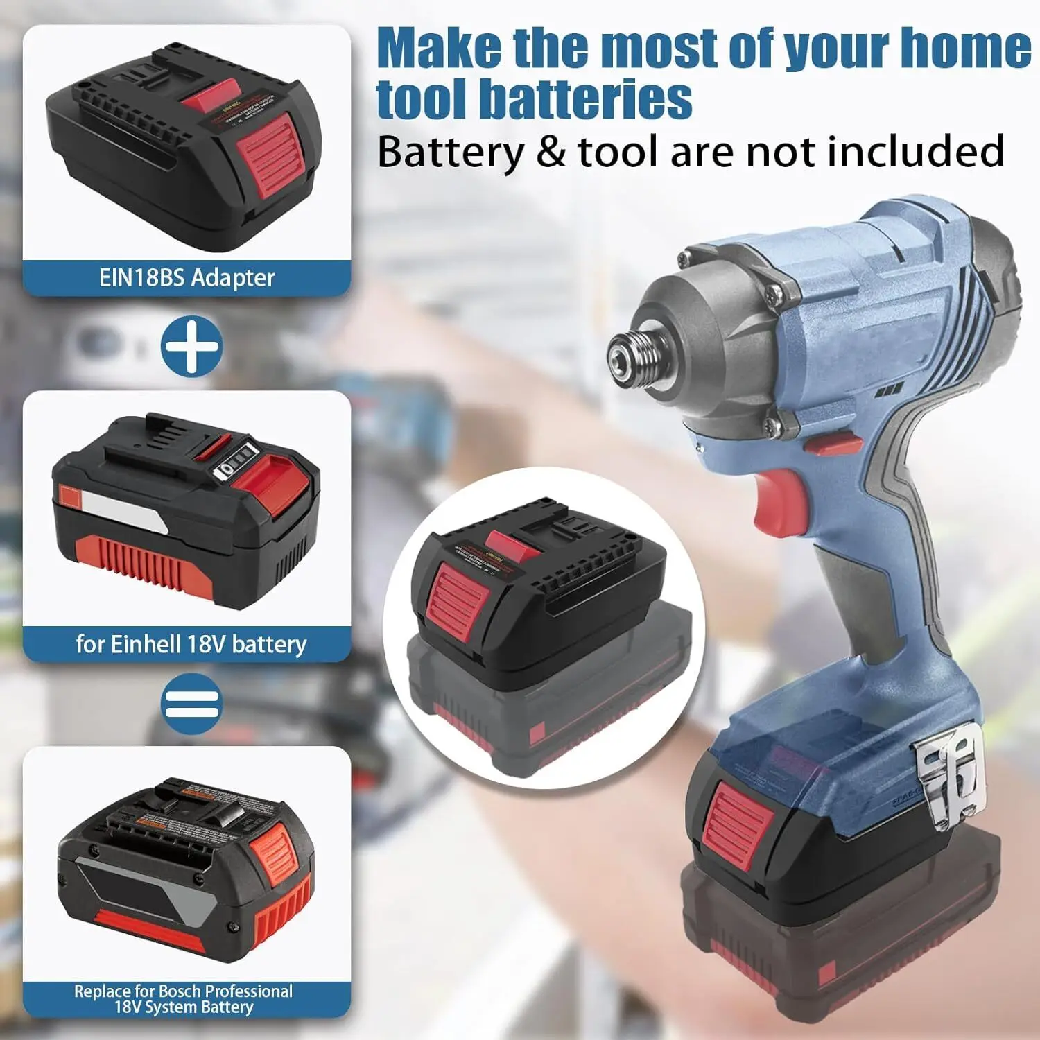 Battery Adapter for Einhell 18V Li-ion Battery Converter to for Bosch 18V GBA series lithium battery Power Tools Drill