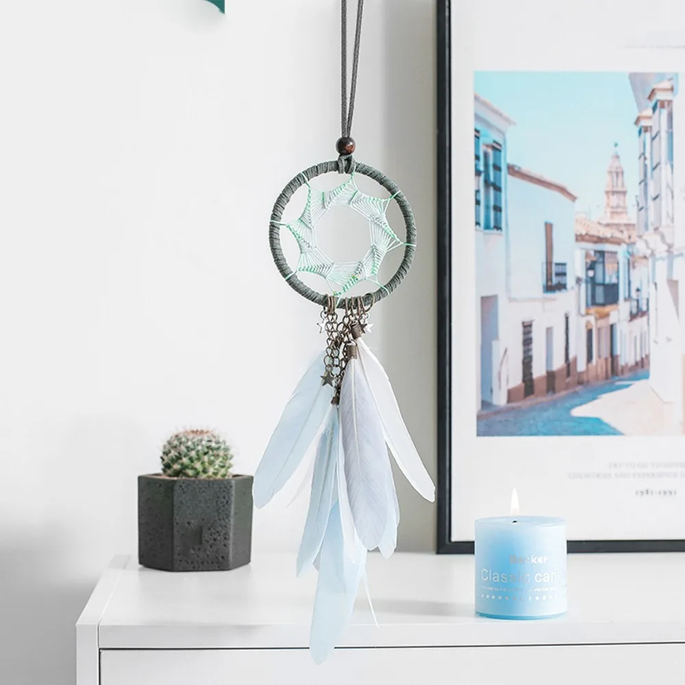 1pcs Durable Handmade Dream Catcher Pendant Woven Design Small Size Car Hanging Decor Feather Dream Catcher Home Decor