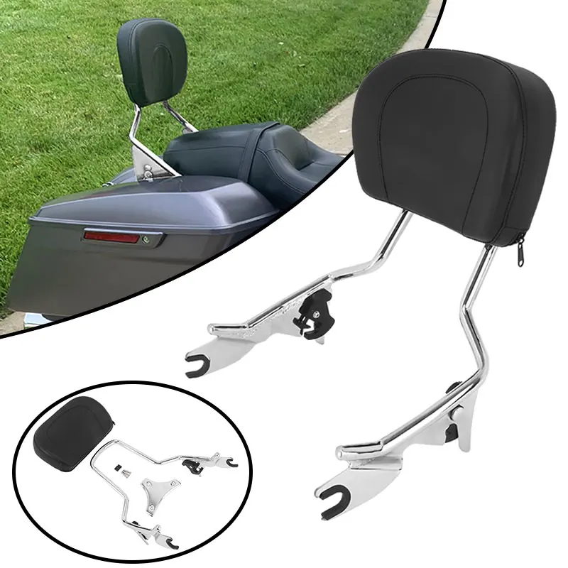 

Motorcycle Chrome Detachable Passenger Backrest Rear Sissy Bar For Harley Touring Street Glide Road King Glide 2009-2023