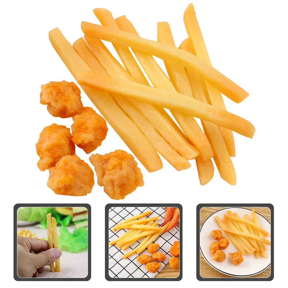 15 Pcs French Fries Model Fake Food Realistic Play Scampi Kitchen Toys for Girls 6-12 Surprise Models Pretend Toddlers Snack