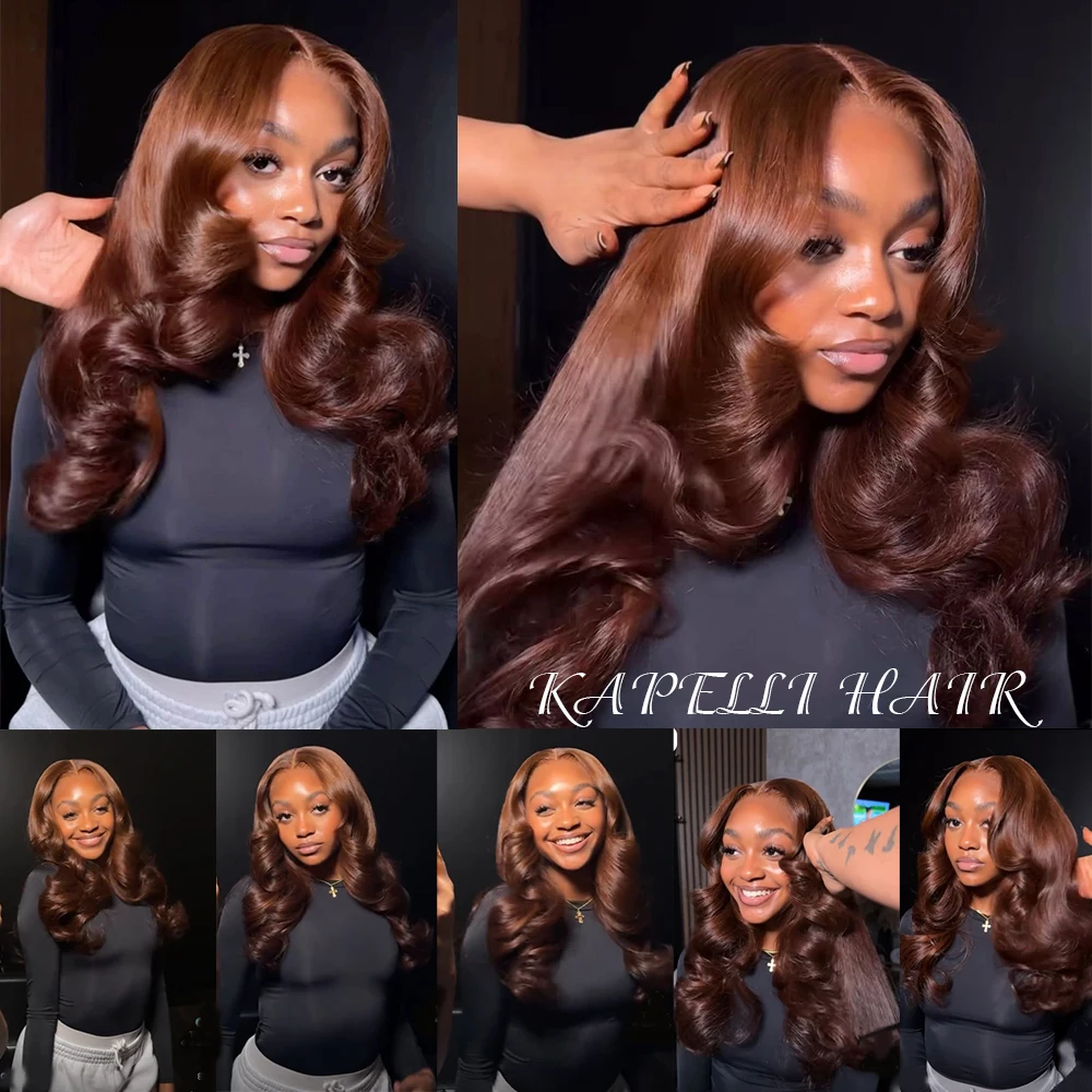 Brown Body Wave Human Hair Bundles with Lace Closure — Brazilian, Remy