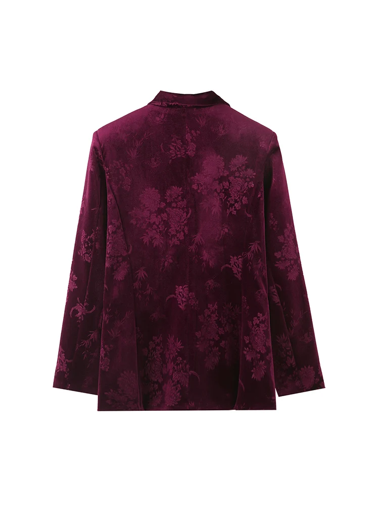 Willshela, chaqueta con doble botonadura estampada a la moda para mujer, Vintage, cuello con muescas, manga larga, trajes elegantes para mujer