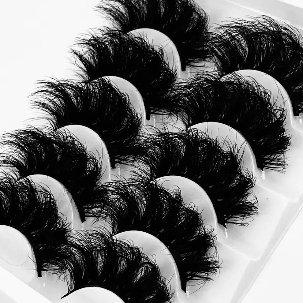5 Paar 3D-Nerz-Flauschwimpern für dramatisches, dichtes Wimpern-Make-up – weiche, wiederverwendbare Wimpern aus synthetischen Fasern