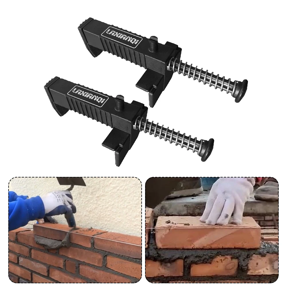 2Pcs Brick Liner Durable Anti-Skid Brick Line Runner Line Clip Wire Drawer Bricklaying Tools for Building Construction Black/Red