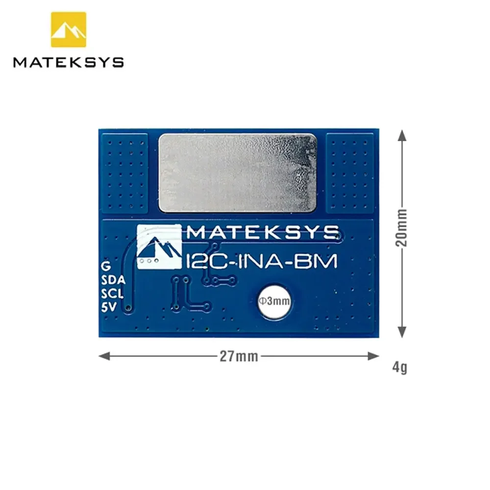 MATEK Mateksys I2C-INA-BM MONITOR DE ALIMENTACIÓN I2C ULTRA-PRECISE para RC FPV Drone