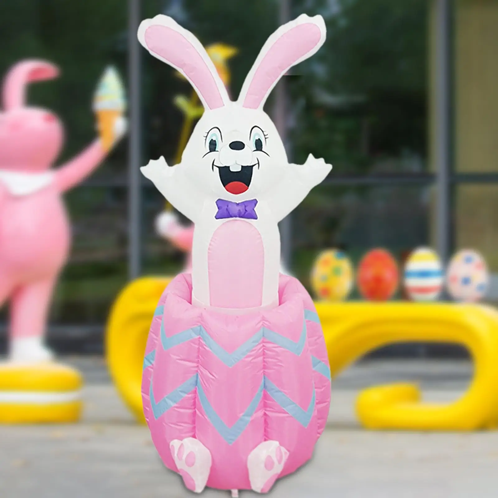 Lighted Easter Bunny Inflatable Outdoor Decoration 150cm Polyester Blow Up Yard Lawn Ornament for Holiday Events