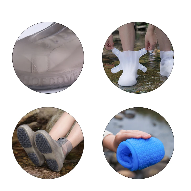 Waterproof Shoe Covers Non-Slip Durable Silicone Reusable Rain Shoe Covers for Men and Women Outdoor Cycling Camping Hiking