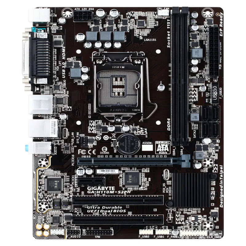 Imagem -02 - Nova Gigabyte Ga-h110m-s2ph Soquete Lga 1151 Placa-mãe