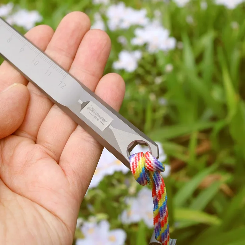 Titanium Alloy Multifunctional Ruler Crowbar EDC Equipment Hex Wrench Tool Outdoor Portable Key Pendant view 4