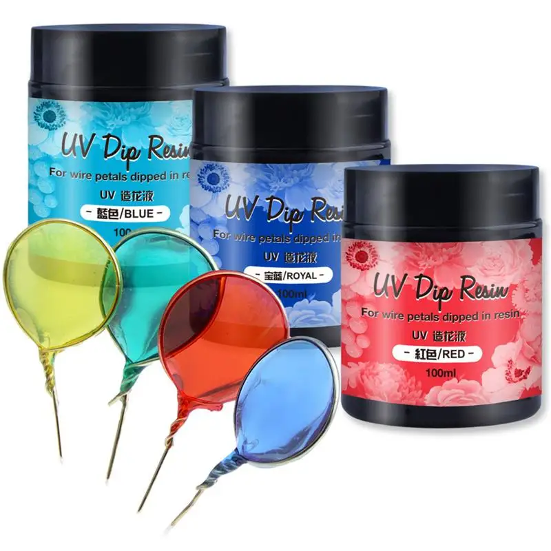 UV DIP Resin Glue Ultraviolet Curing Transparent Colour Flower Making Liquid DIY Crystal UV Glue Resin Jewelry Making Supplies