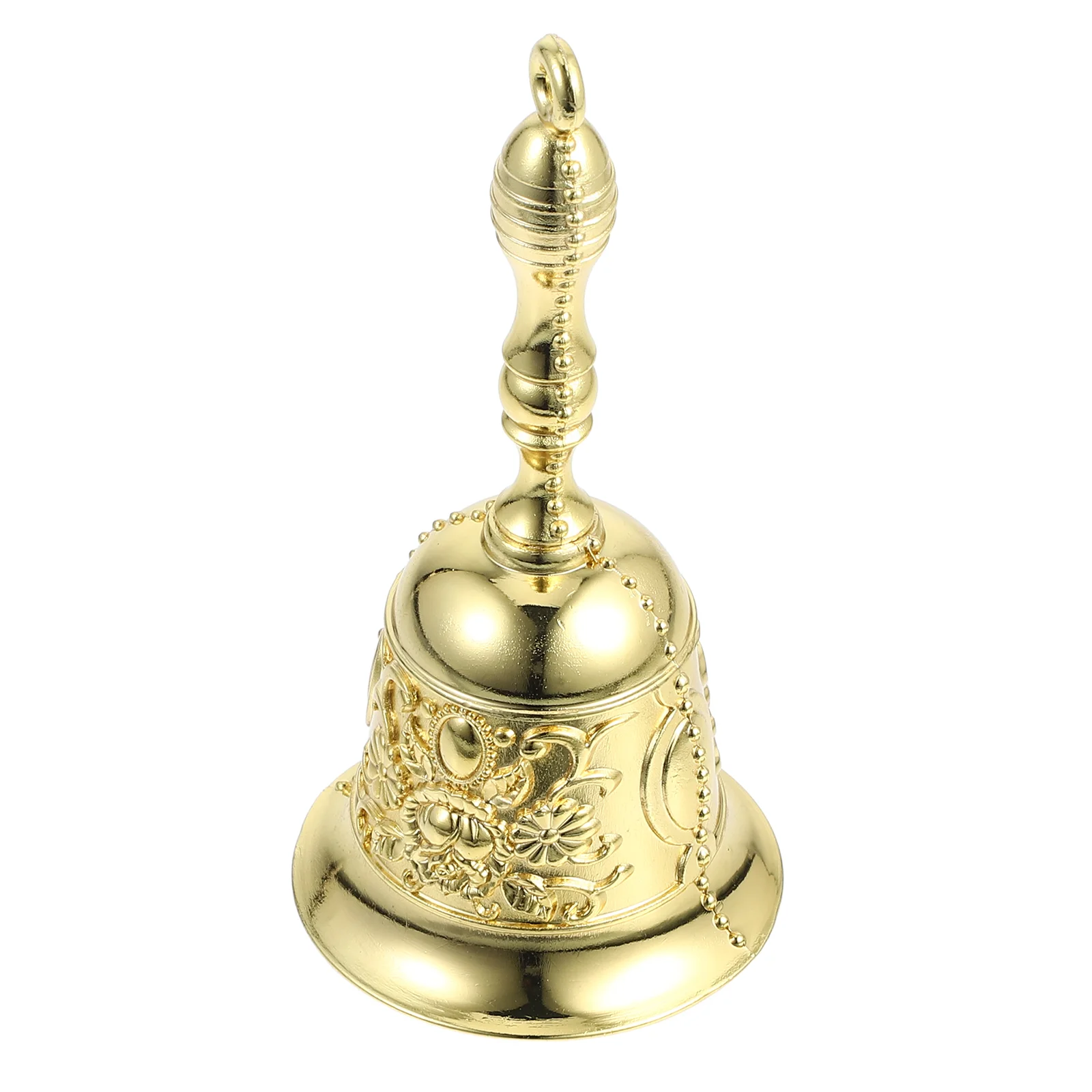 โลหะนูน Hand Bell โต๊ะเดสก์ท็อป Vintage Retro Decor มือถือตกแต่งระฆัง Prop Loud โลหะผสมทองแดงทํางาน