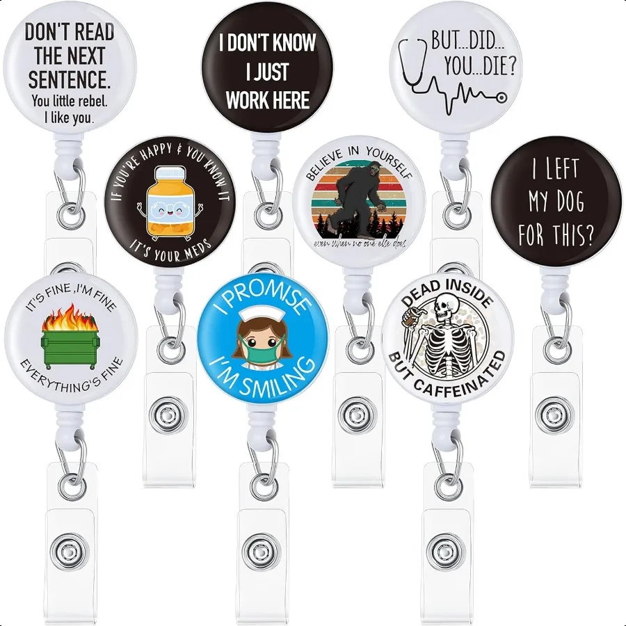 

10 шт. забавная катушка для значка, выдвижная оптом для медицинской аптеки, катушка для значка, милые крутые зажимы для держателя идентификационной карты для мужчин и женщин La